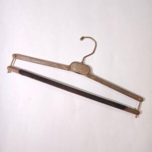 Belvest Suit Hanger Trouser Bar‎ Luxury Men's Brown Velvet Grip Gold Swivel Hook